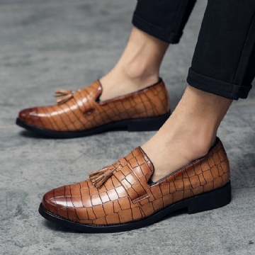 Herren Leder Atmungsaktive Soft Sole Retro Crocodile Grain Slip On Freizeitschuhe