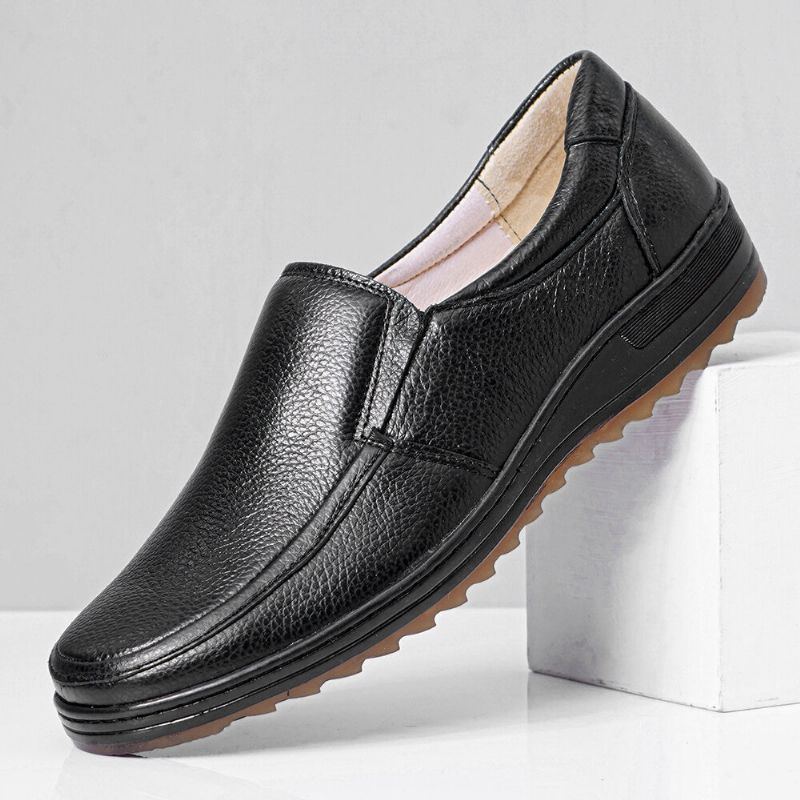 Herren Leder Atmungsaktive Weiche Sohle Rutschfeste Bequeme Slip On Casual Business Schuhe