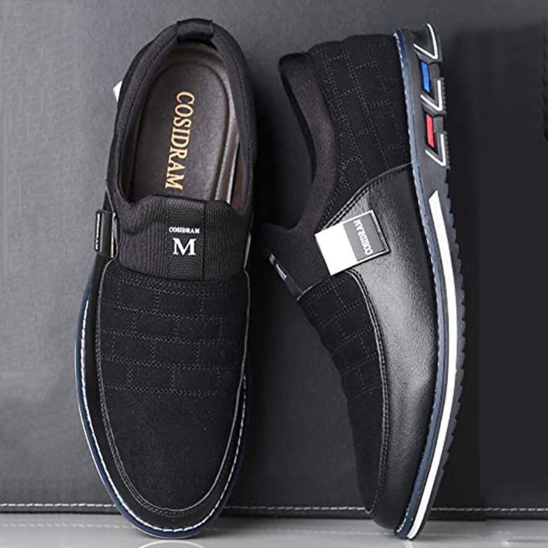 Herren Leder Atmungsaktive Weiche Sohle Wildleder Spleißen Kurze Slip On Casual Business Schuhe