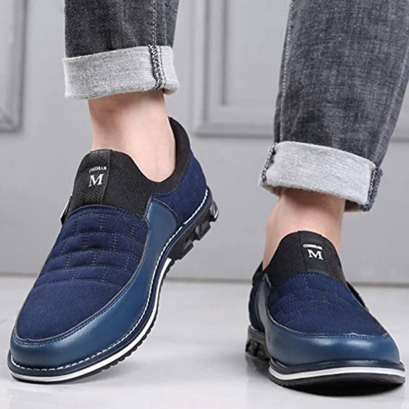 Herren Leder Atmungsaktive Weiche Sohle Wildleder Spleißen Kurze Slip On Casual Business Schuhe