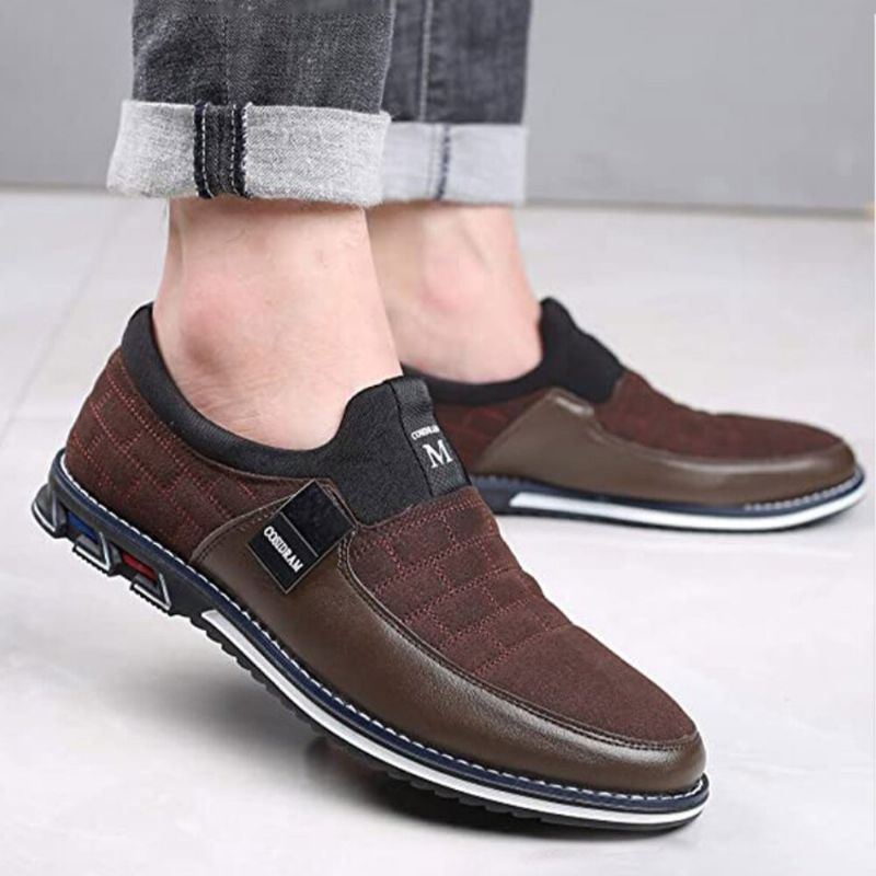 Herren Leder Atmungsaktive Weiche Sohle Wildleder Spleißen Kurze Slip On Casual Business Schuhe