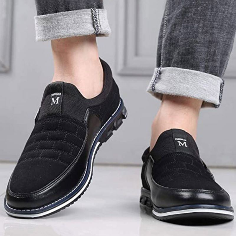 Herren Leder Atmungsaktive Weiche Sohle Wildleder Spleißen Kurze Slip On Casual Business Schuhe