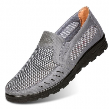 Herren Mesh Atmungsaktiv Aushöhlen Rutschfeste Weiche Sohle Slip On Freizeitschuhe