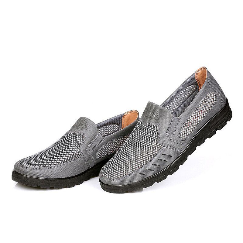 Herren Mesh Atmungsaktiv Aushöhlen Rutschfeste Weiche Sohle Slip On Freizeitschuhe