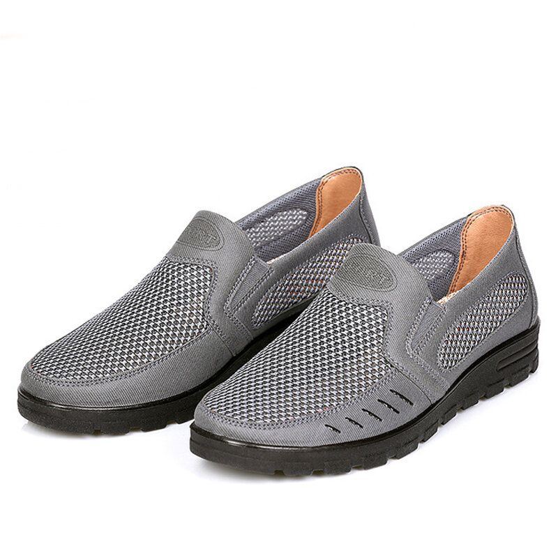 Herren Mesh Atmungsaktiv Aushöhlen Rutschfeste Weiche Sohle Slip On Freizeitschuhe