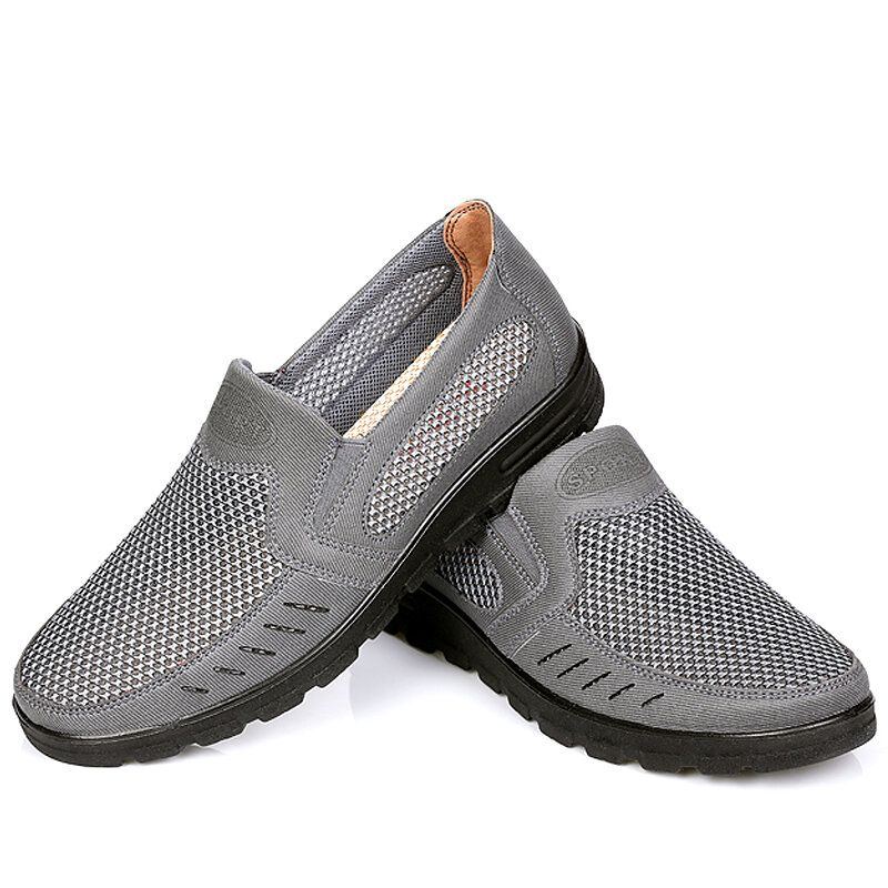 Herren Mesh Atmungsaktiv Aushöhlen Rutschfeste Weiche Sohle Slip On Freizeitschuhe