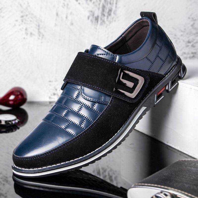 Herren Metalldekor Echtes Leder Spleißen Rutschfeste Klettverschluss Business Casual Schuhe