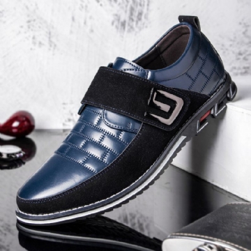 Herren Metalldekor Echtes Leder Spleißen Rutschfeste Klettverschluss Business Casual Schuhe