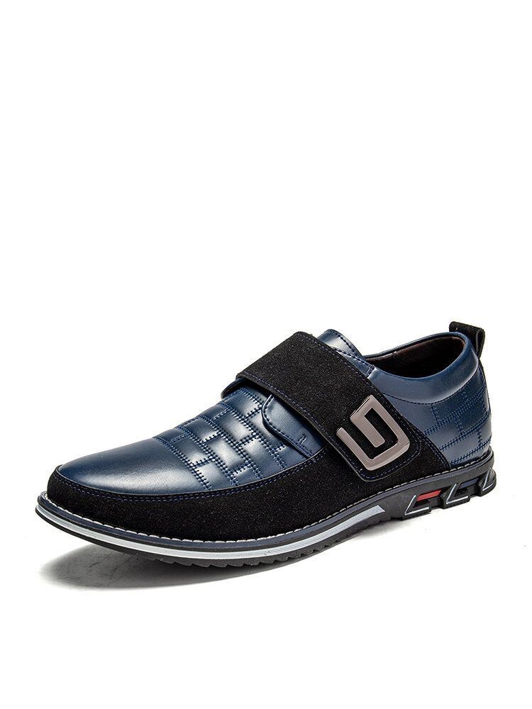 Herren Metalldekor Echtes Leder Spleißen Rutschfeste Klettverschluss Business Casual Schuhe