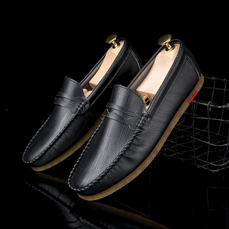 Herren Mikrofaser Atmungsaktiv Bequemer Slip On Driving Loafers Lässige Lederschuhe