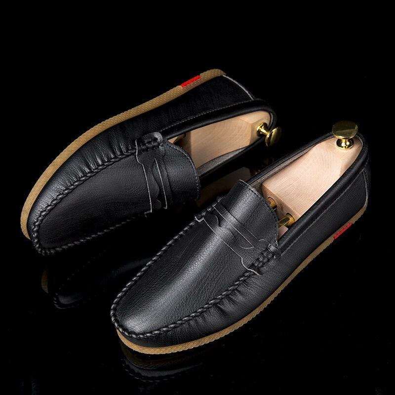 Herren Mikrofaser Atmungsaktiv Bequemer Slip On Driving Loafers Lässige Lederschuhe