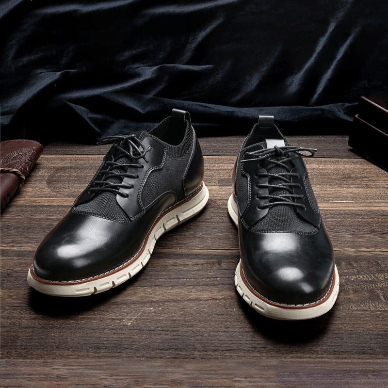 Herren Mikrofaser Atmungsaktives Gewebe Spleißen Weiche Sohle Spitzschuh Business Casual Oxfords Schuhe