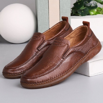 Herren Mikrofaser Leder Atmungsaktive Handnähte Weiche Sohle Old Peking Casual Business Schuhe