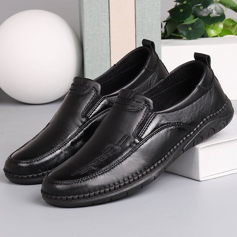 Herren Mikrofaser Leder Atmungsaktive Handnähte Weiche Sohle Old Peking Casual Business Schuhe