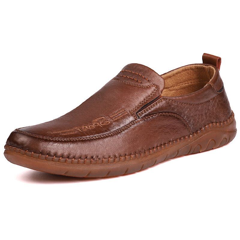 Herren Mikrofaser Leder Atmungsaktive Handnähte Weiche Sohle Old Peking Casual Business Schuhe