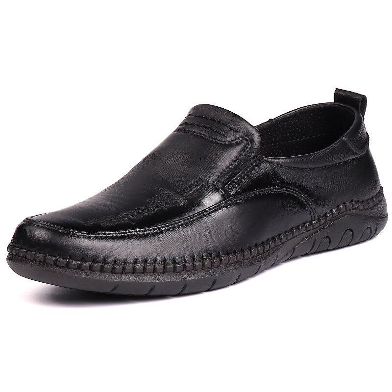 Herren Mikrofaser Leder Atmungsaktive Handnähte Weiche Sohle Old Peking Casual Business Schuhe