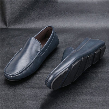 Herren Mikrofaser Leder Atmungsaktive Vintage Weiche Sohle Slip On Bequeme Fahr Freizeitschuhe