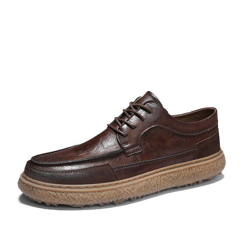 Herren Mikrofaser Leder Retro Reine Farbe Rutschfest Lässig Täglich Loafers