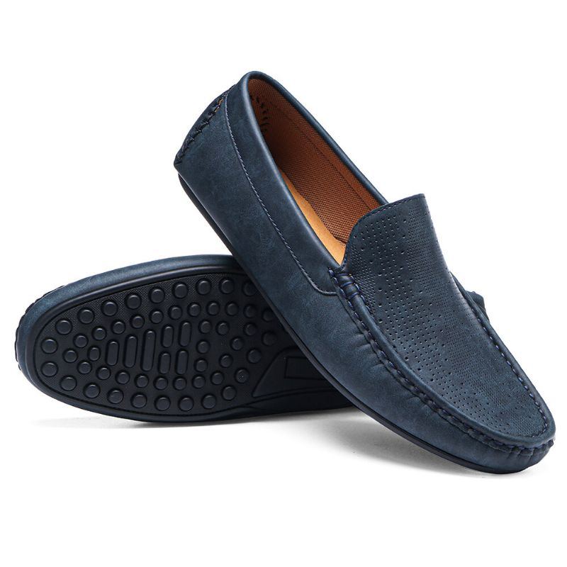 Herren Reine Farbe Bequeme Weiche Sohle Lässige Slip On Flache Fahrschuhe