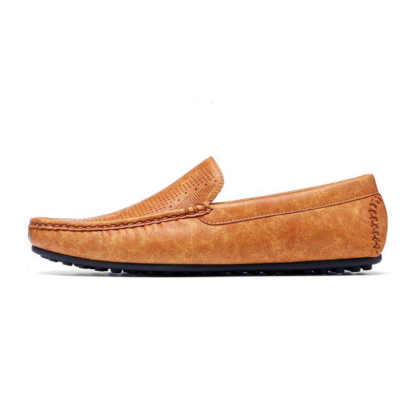 Herren Reine Farbe Bequeme Weiche Sohle Lässige Slip On Flache Fahrschuhe