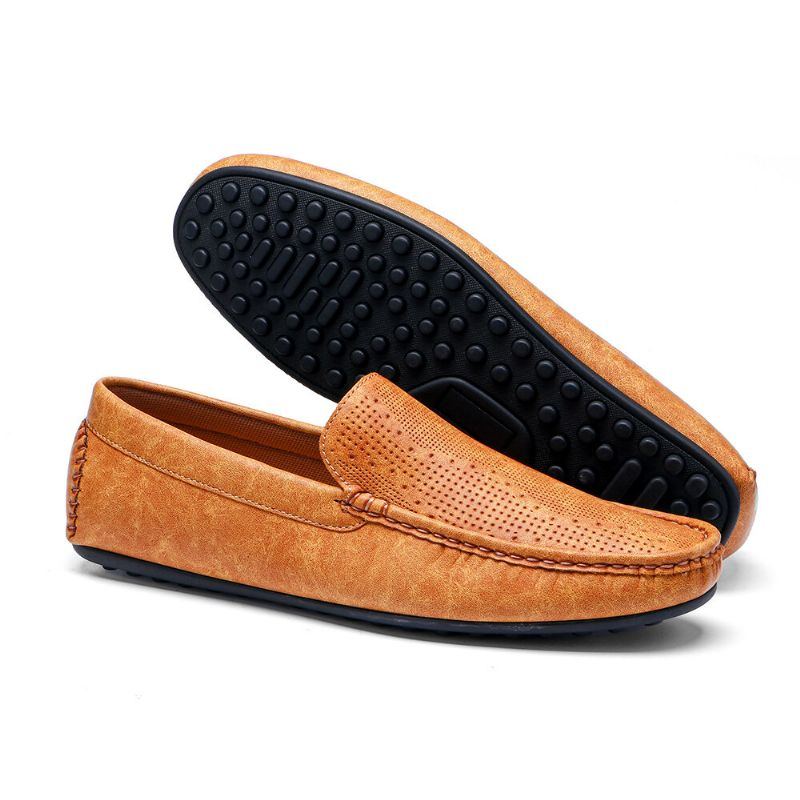 Herren Reine Farbe Bequeme Weiche Sohle Lässige Slip On Flache Fahrschuhe