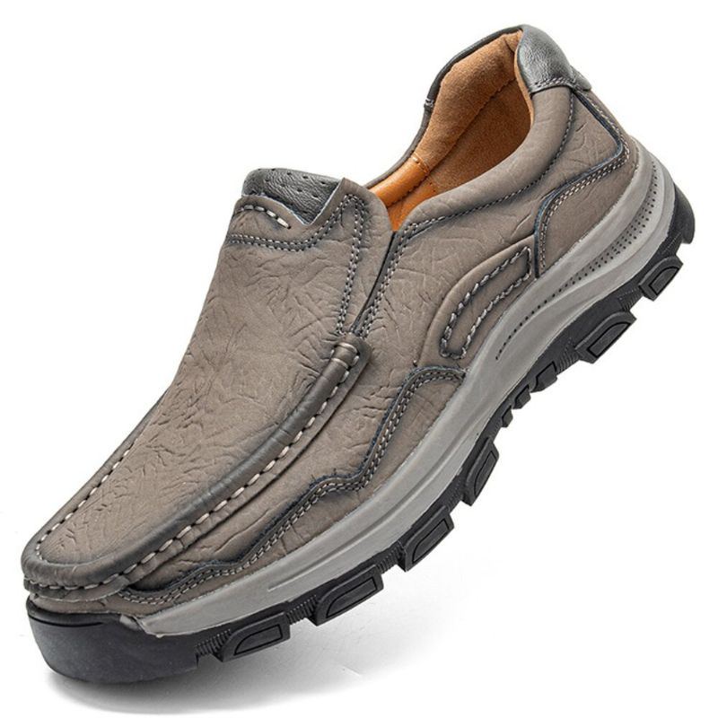 Herren Rindsleder Atmungsaktive Weiche Sohle Bequeme Slip On Outdoor Sport Freizeitschuhe