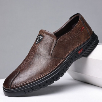 Herren Rindsleder Atmungsaktive Weiche Sohle Rutschfester Bequemer Slip On Fahren Lässige Business Schuhe