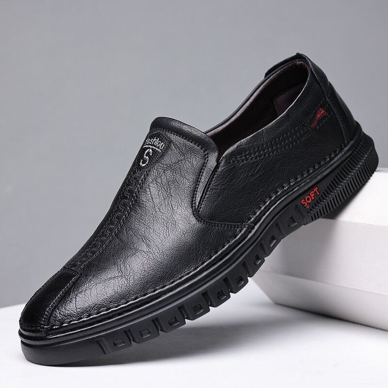 Herren Rindsleder Atmungsaktive Weiche Sohle Rutschfester Bequemer Slip On Fahren Lässige Business Schuhe