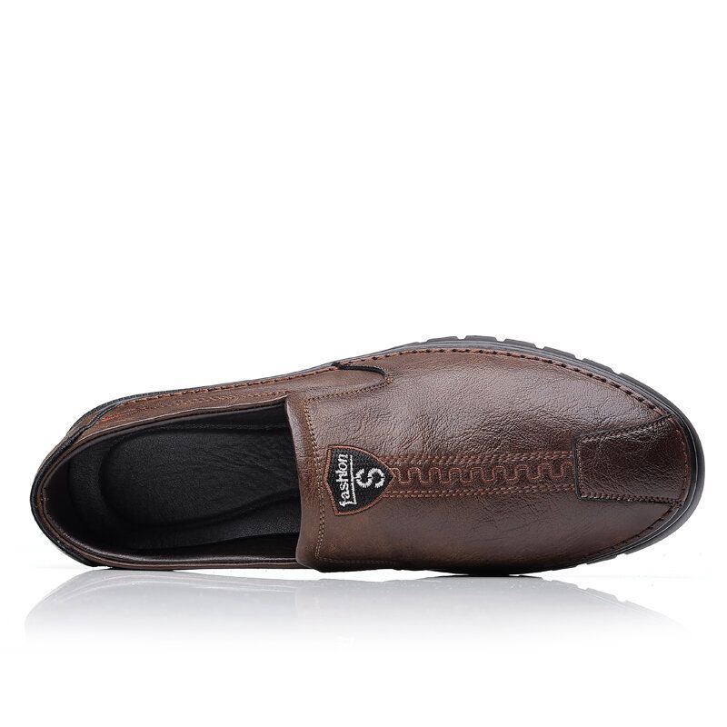 Herren Rindsleder Atmungsaktive Weiche Sohle Rutschfester Bequemer Slip On Fahren Lässige Business Schuhe