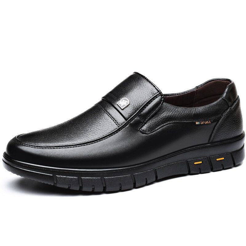 Herren Rindsleder Atmungsaktive Weiche Sohle Slip On Klassische Freizeit Business Schuhe