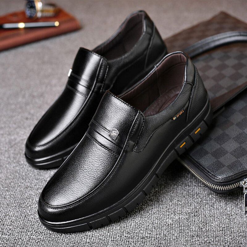 Herren Rindsleder Atmungsaktive Weiche Sohle Slip On Klassische Freizeit Business Schuhe