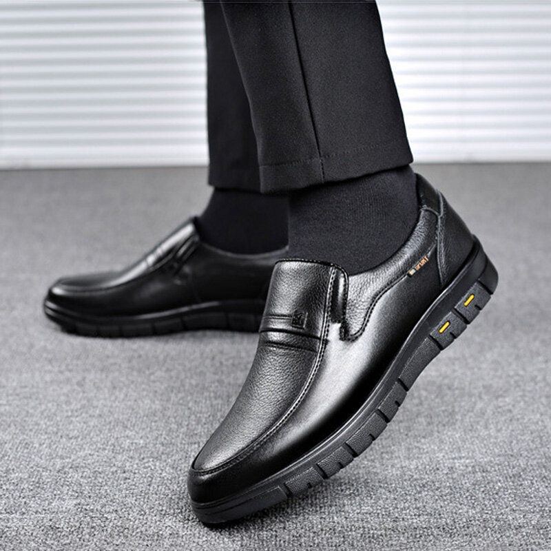 Herren Rindsleder Atmungsaktive Weiche Sohle Slip On Klassische Freizeit Business Schuhe