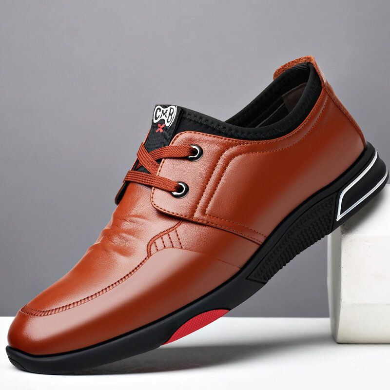 Herren Weiches Rindsleder Bequeme Wasserdichte Business Casual Schnürschuhe