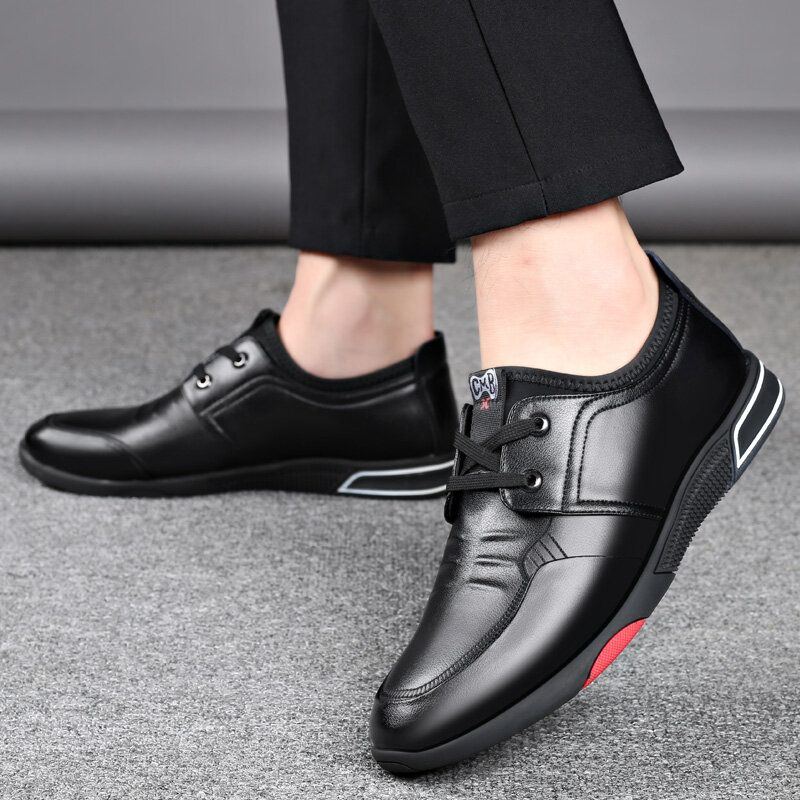 Herren Weiches Rindsleder Bequeme Wasserdichte Business Casual Schnürschuhe