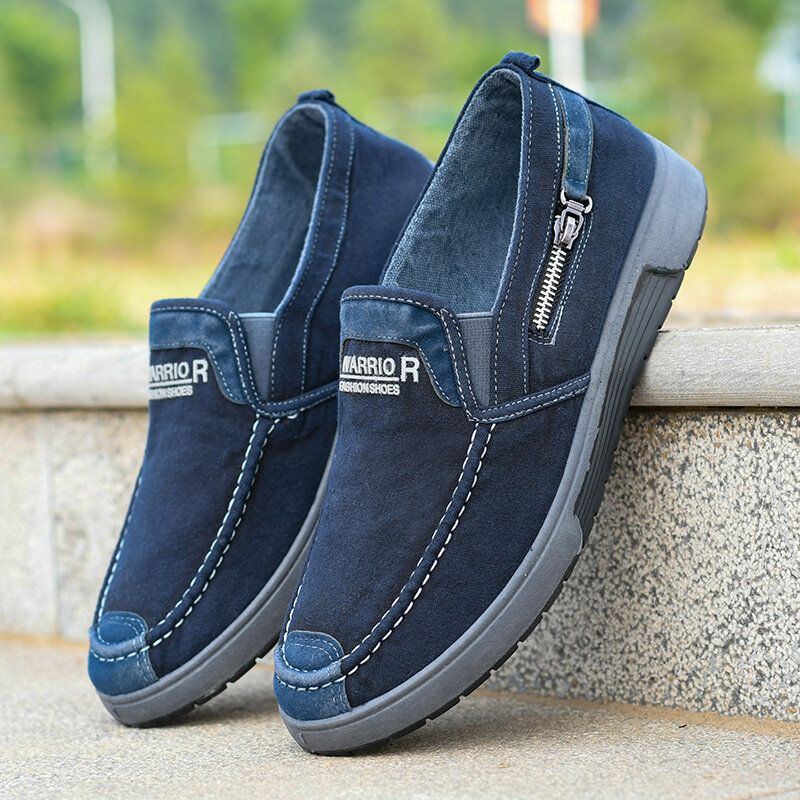 Men Canvas Atmungsaktive Weiche Sohle Bequeme Slip On Old Peking Casual Cloth Schuhe