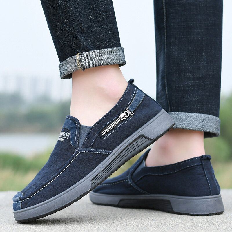 Men Canvas Atmungsaktive Weiche Sohle Bequeme Slip On Old Peking Casual Cloth Schuhe