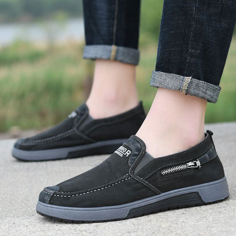 Men Canvas Atmungsaktive Weiche Sohle Bequeme Slip On Old Peking Casual Cloth Schuhe