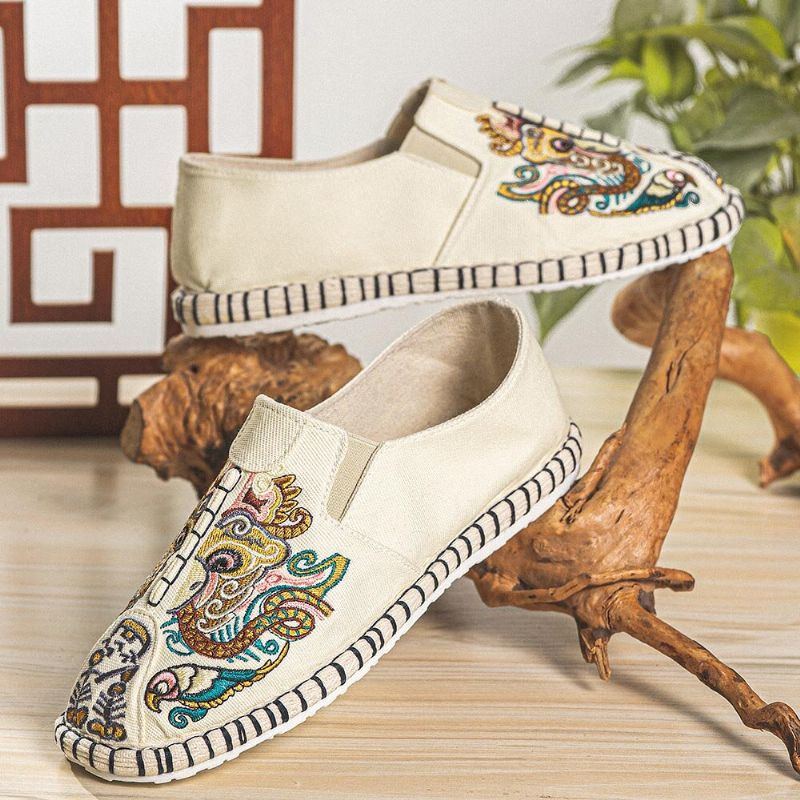 Men Canvas Atmungsaktives Muster Bequeme Old Peking Casual Leinenschuhe