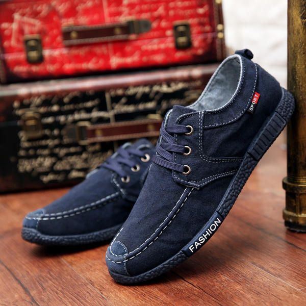 Mens Denim Cloth Flats Atmungsaktive Loafer