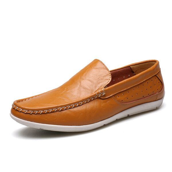 Neue Herren Casual Outdoor Soft Bequeme Leder Slip On Flats Loafers Schuhe