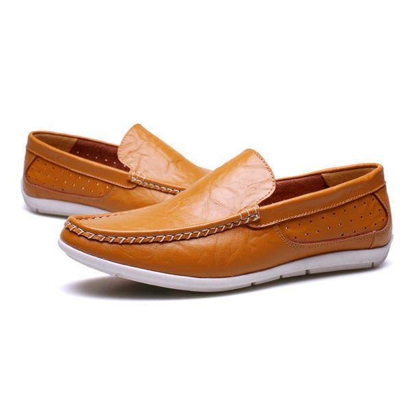 Neue Herren Casual Outdoor Soft Bequeme Leder Slip On Flats Loafers Schuhe