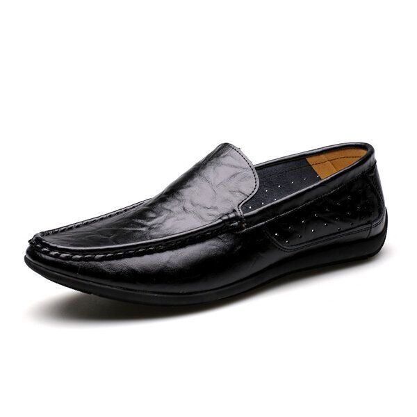 Neue Herren Casual Outdoor Soft Bequeme Leder Slip On Flats Loafers Schuhe