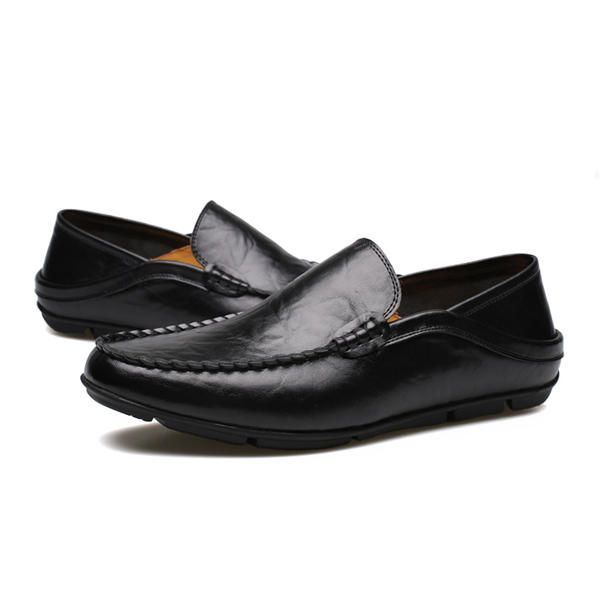 Neue Herren Casual Outdoor Soft Bequeme Leder Slip On Flats Loafers Schuhe