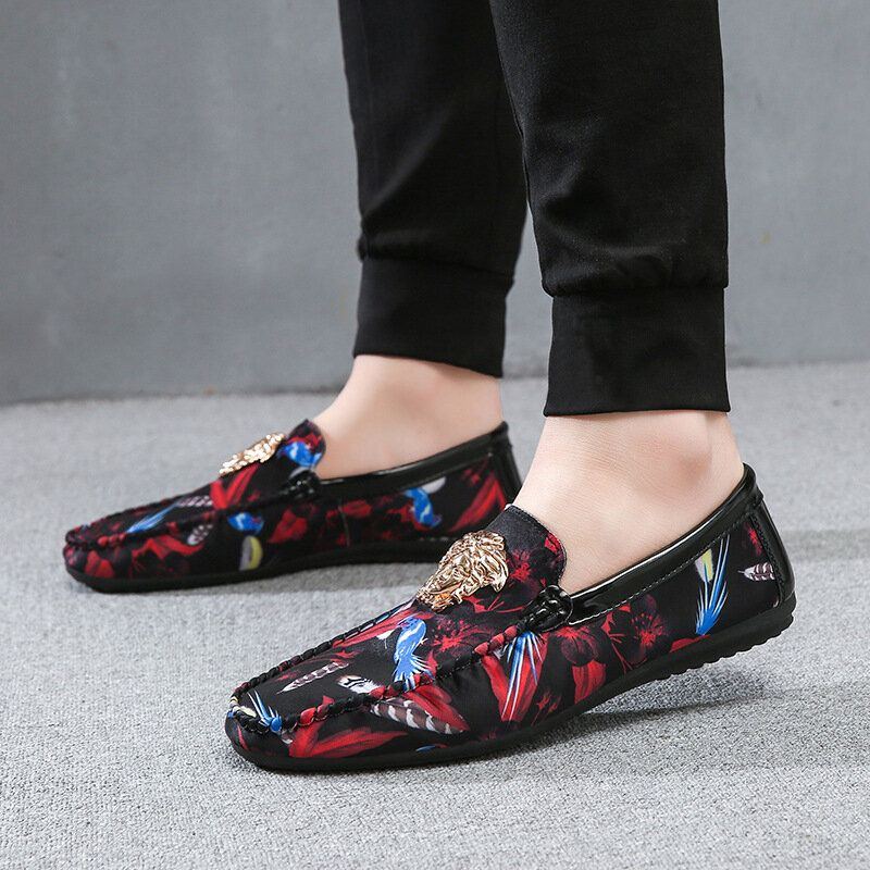 Rutschfeste Lässige Lässige Mit Blumenmuster Bedruckte Loafer Für Herren