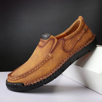 Rutschfeste Slip On Loafer Aus Mikrofaser Leder Mit Handnähten Für Herren