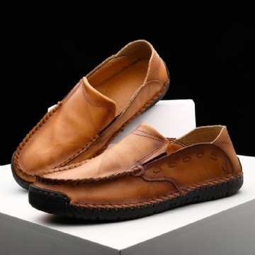 Rutschfeste Von Hand Genähte Lässige Slip On Lederschuhe Für Herren