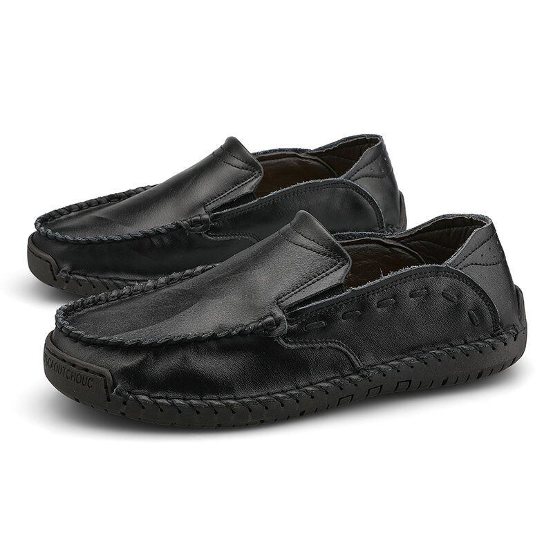 Rutschfeste Von Hand Genähte Lässige Slip On Lederschuhe Für Herren