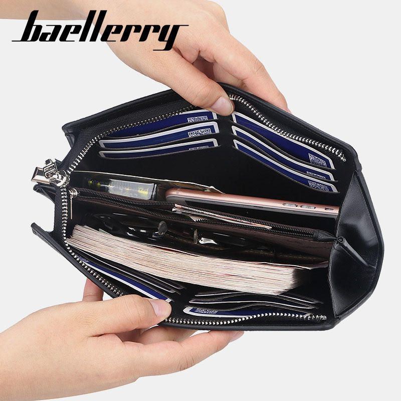 Baellerry Herren Kunstleder Lange Geldbörse Große Kapazität Clutches Taschen Für Business Outdoor