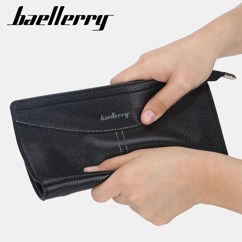 Baellerry Herren Kunstleder Lange Geldbörse Große Kapazität Clutches Taschen Für Business Outdoor