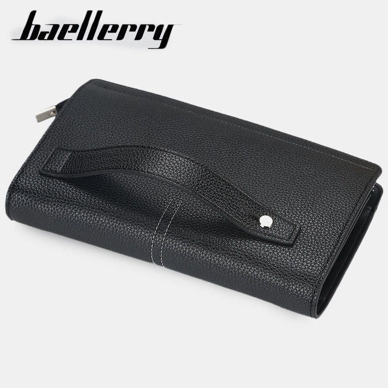 Baellerry Herren Kunstleder Lange Geldbörse Große Kapazität Clutches Taschen Für Business Outdoor